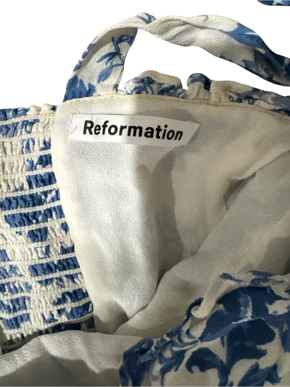 Reformation Sz 4 Blue & White Floral Tie-Shoulder Maxi Dress - Picture 2 of 4